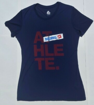 Nike Beijing Olympics 2008 T Shirt Womens Size XXL Blue navy white red Team USA 