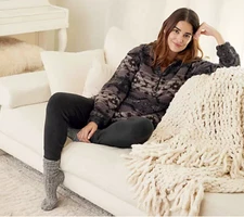 Koolaburra by UGG Hoodie Pullover, Brushed Back Sherpa, BLACK, SMALL, A544816