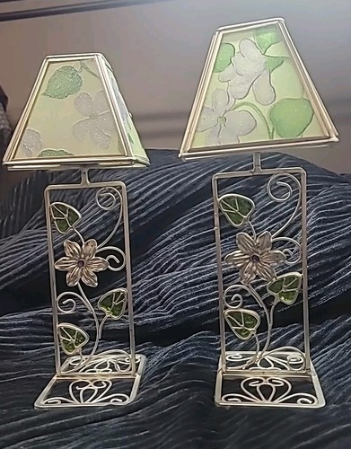 Lamp Shade Style Tea Light Candle Holder Set Metal 9.5" - Picture 20 of 23