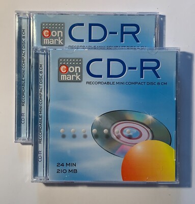 2 x CD-R 8cm Conmark Pocket Size 210 MB 24 Min Mini CD-R Compact Mini Disc