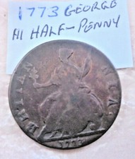 1773 GEORGE III BRITANNIA HALF PENNY COIN