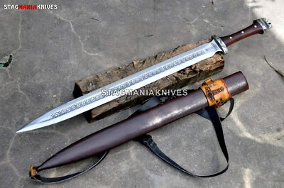 Hand Forged J2 Steel Hunting Battle Ready Medieval Viking sword Laser Mark Blade