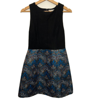 Alice + Olivia Kleid Damen UK 10 schwarz Blumen Mini Ärmel Print Sommer