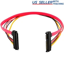 18" 15+7 Pin SATA Extension Cable Male to Female Data and Power for HDD SSD