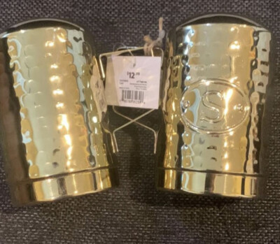 Cambridge At home hammered salt pepper shaker set new with handles