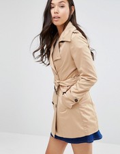 New Glamorous Curve Stone Tie Waist Belted Trench Coat Jacket Mac Style Uk 18