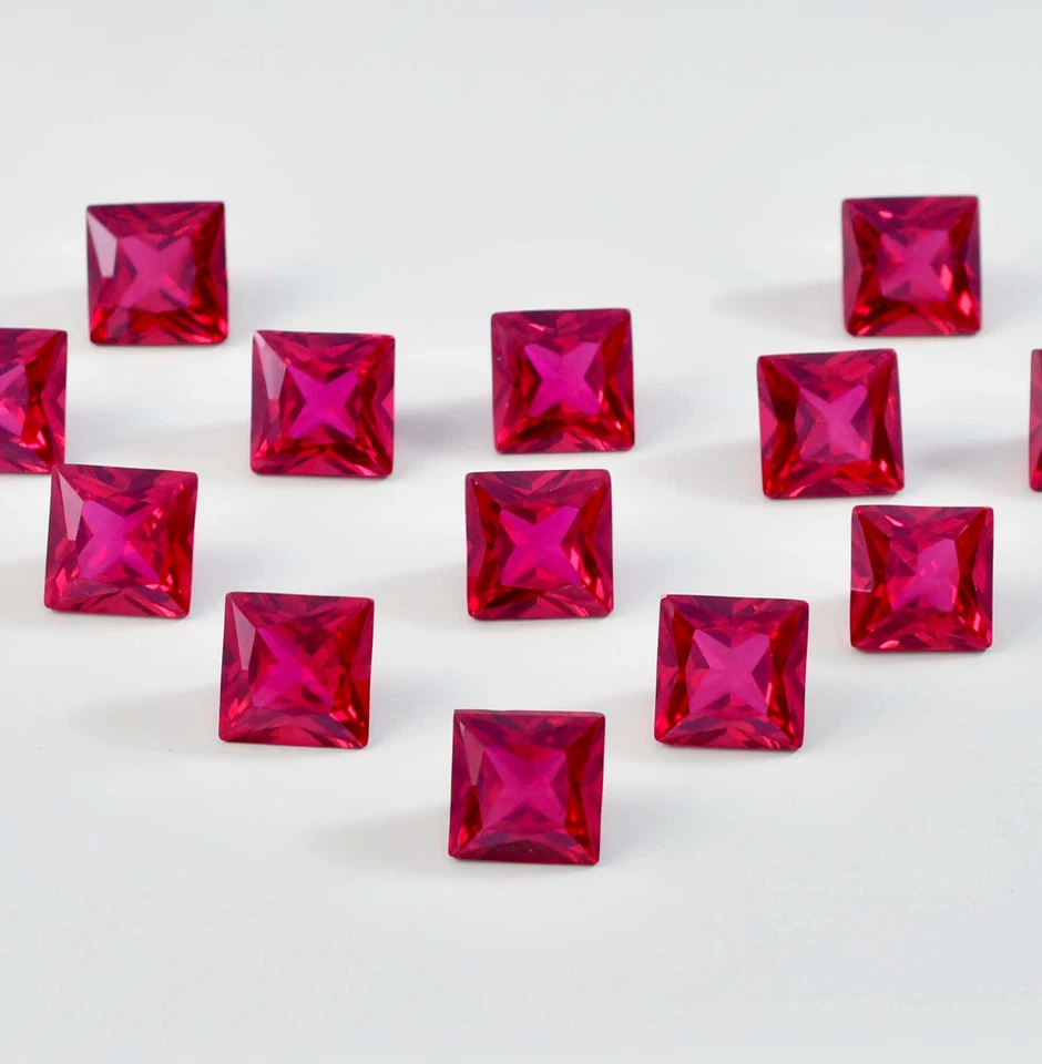 100 Pcs Natural Mozambique Blood Red Ruby Square Loose Gemstone GIT Certified - Image 4 of 4