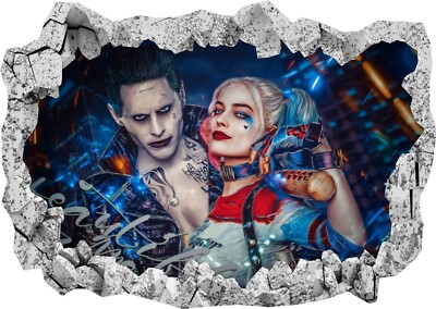 Harley Quinn Joker Suicide Squad 3D zerschlagen Wand Ansicht Aufkleber Poster Vinyl Z539