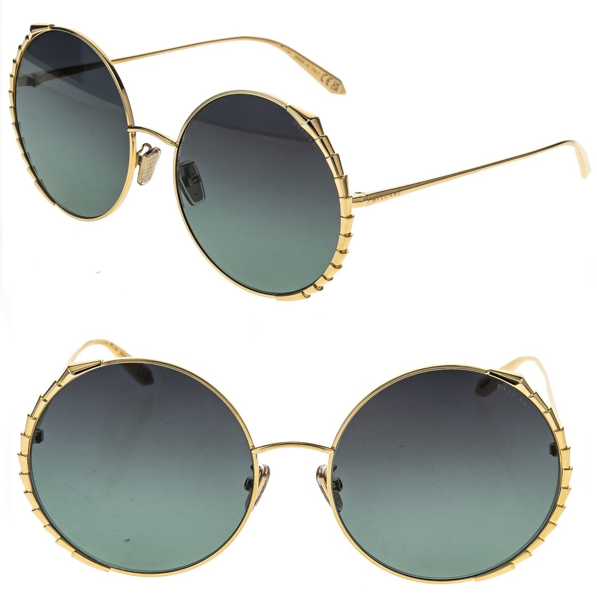 BVLGARI - Pale Gold-Black/Grey Mirror Green Sunglasses BVLGARI | Accessories | Bvlgari Pale Goldblackgrey Mirror  main image 3