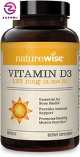 Vitamin D3 5000Iu (125 Mcg) 1Year Supply for Healthy Muscle Function Immune 360C