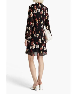 DKNY Dress size 16 Black Floral Pleated Printed Georgette Dark Romantic  Party