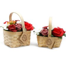 Luxury Handmade Soap Flower Bouquet Roses In Wicker Basket Gift Free Delivery UK