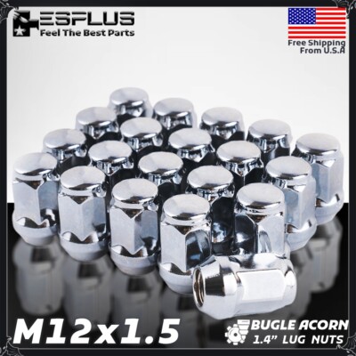 [20] Chrome 12x1.5 Acorn Wheel Lug Nut Fit Buick Cadillac Dodge Jeep Volvo