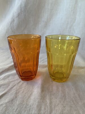 Vintage Palaks Glasses Orange and Yellow Jewel Tone Set of 2 MCM