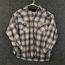 West Coast Choppers Jesse James Shirt Mens Large Plaid Work Wear Pearl Snap 