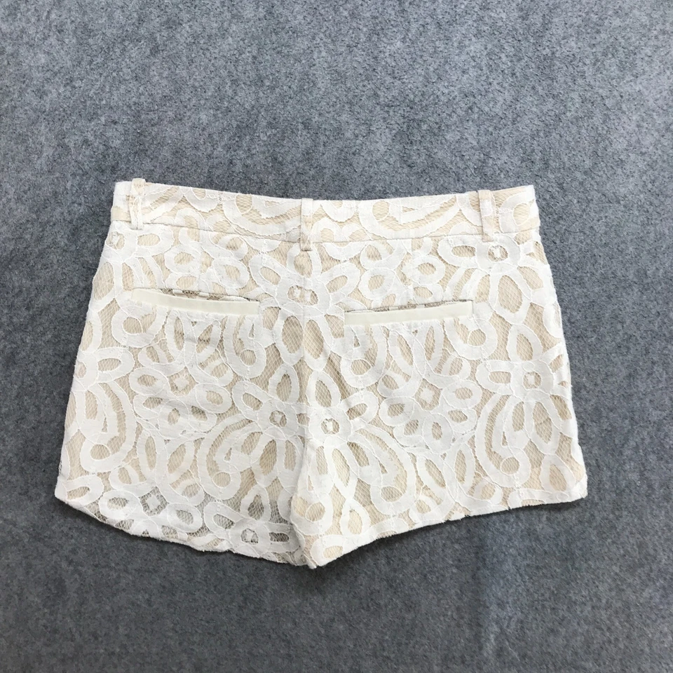 Pantalones Cortos Rachel Roy Para Mujer Talla 2 Beige Encaje Cremallera Informal Frente Plano Cremallera Mosca Foto 2 de 4