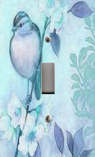 Light Switch Plate Outlet Covers~ CHIC DECOR SONG BIRD WITH SHABBY FLOWERS BLUE - Picture 2 of 26