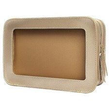 LETGO Clear Makeup Bags, TSA Approved Toiletry Bag with Zipper, Clear C-Gold