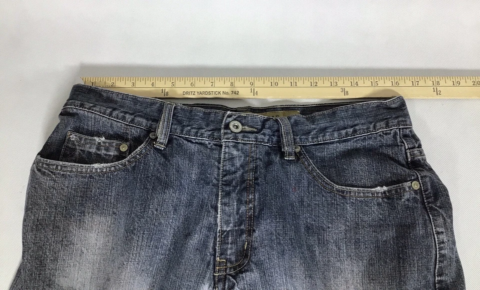 Pantalones de mezclilla Indigo Star para hombre 34x32 desgastados pierna recta lavado medio Foto 4 de 4