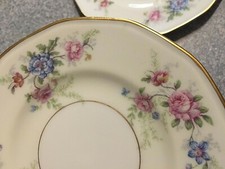 12 THEODORE HAVILAND LIMOGES France 6 1/2" PLATES Ivory rim Gold Trim FLORAL