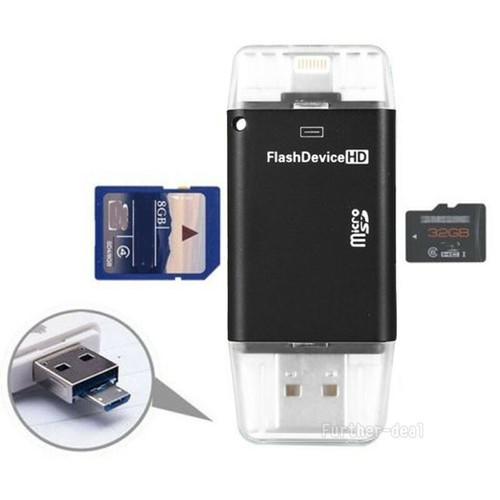 USB Flash Drive SD TF Card Reader Adapter For iPhone 14 13 12 Xs Xr X 8 7 6 Plus - Afbeelding 12 van 12
