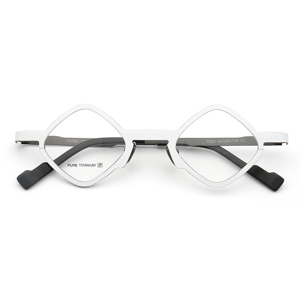 Pure Titanium Fashion Diamond Shaped Eyeglasses Square