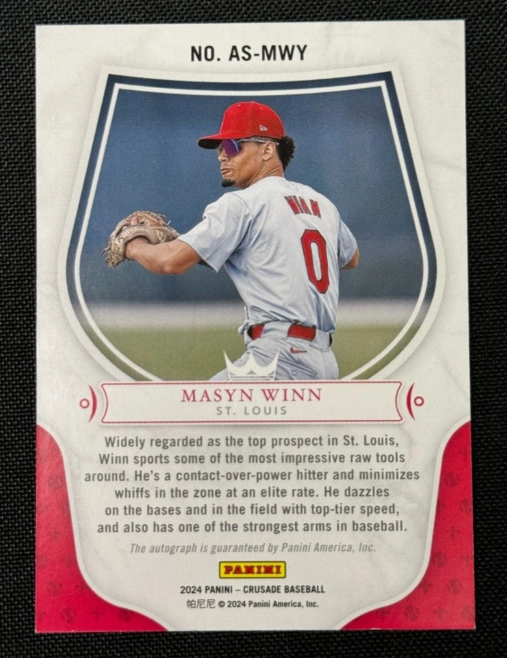 Masyn Winn 2024 Panini Crusade Baseball Apprentice Signatures Gold RC Auto #/10 - Image 2 of 2