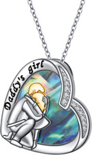 Daddys Girl Sterling Silver Father Daughter Heart Pendant Necklace Jewelry Gifts