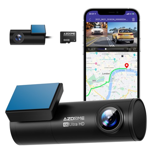 AZDOME Dual Dash Cam UHD 4K WIFI GPS Front Rear Car Dash Camera IR Night Vision