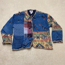 Vintage Keren Hart Jacket Women's Xl Cardigan Buttoned V-neck Made In India