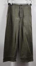 Pilcro Surplus Straight Olive Green Pants Raw Hem Capsule Minimalist Women 27