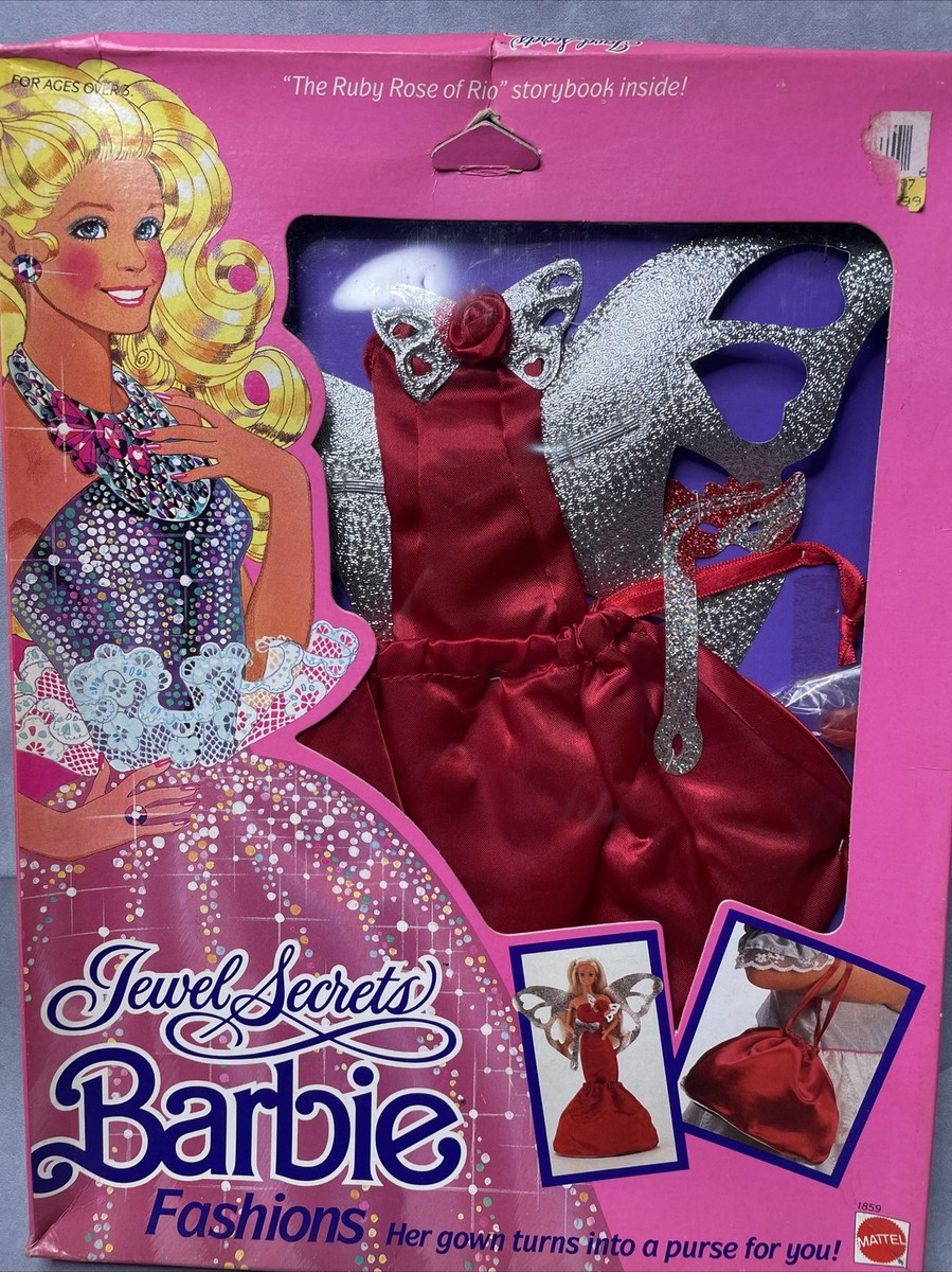 Vintage 1986 Barbie Doll Jewel Secrets Fashions 1859 Red Gown