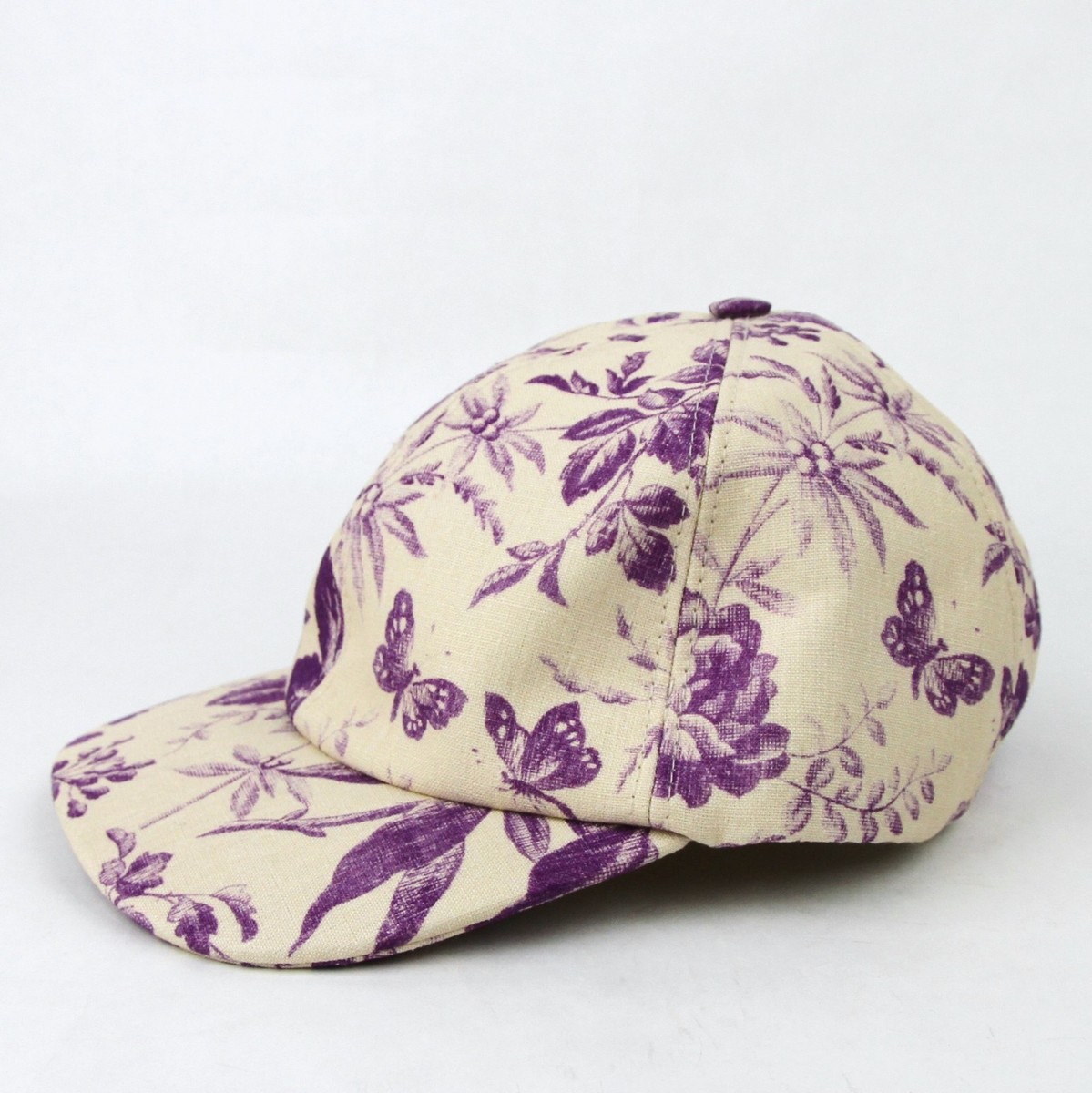 3*9様 GUCCI Gucci Beige/Purple Canvas Baseball Cap with Floral Print