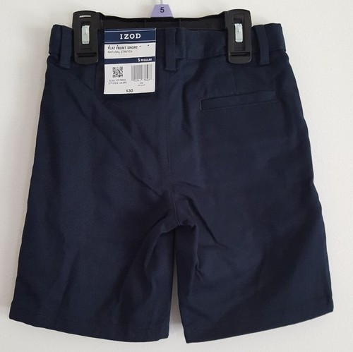 IZOD Kids Boys 5 Regular Dress Shorts Flat Front Short School Navy Blue  - Picture 2 of 5