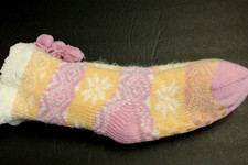 1 Pairs Woman's Lurex Critter Slipper Sock S/M 6-7.5 Cat White Non Skids soft 2