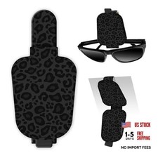 Leather Magnetic Sunglass Holder for Car Sun Visor, Cute Eyeglass Black Leopard