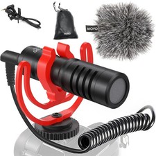 Movo VXR10 3.5mm Shotgun Mic for Cameras Smartphones with Rycote Shock Mount