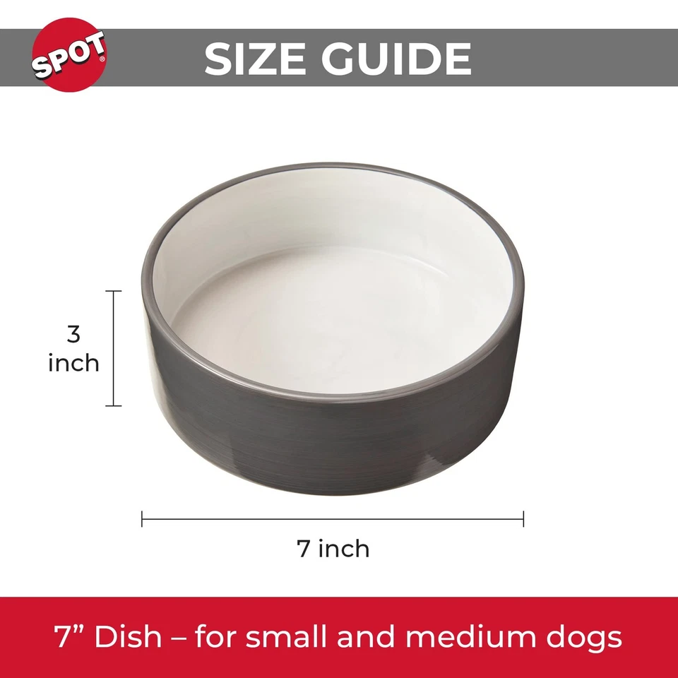 Plato para Perros Gris Dos Tonos - Cuenco Redondo de Cerámica para Alimentos/Agua para Mascotas, Gres Di... Foto 2 de 2