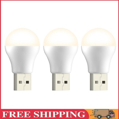 LED Night Light 6500K Mini USB Plug Lamp for Power Outage Emergency (3Pcs Warm)
