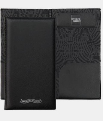 Case Of 25 American Express Folding Guest Check Presenters Black w/ Silver Foil