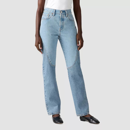 Levi Women 501 High-Rise Straight Leg Jeans Midweight Stretch Denim