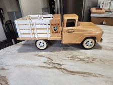 Vintage Tonka Farms Stake Truck 1960-61 Pressed Steel Tan/Beige Original Rails