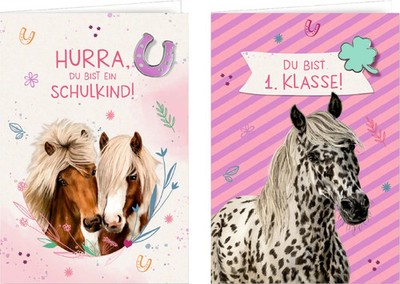 Grußkarte mit Wegbegleiter-Pin - Du bist 1. Klasse! / Hurra, du bist ein...