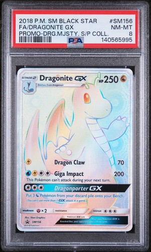 Dragonite Gx Sm156/70 Sm Black Star Promo Dragon Majesty Super Pokemon PSA 8