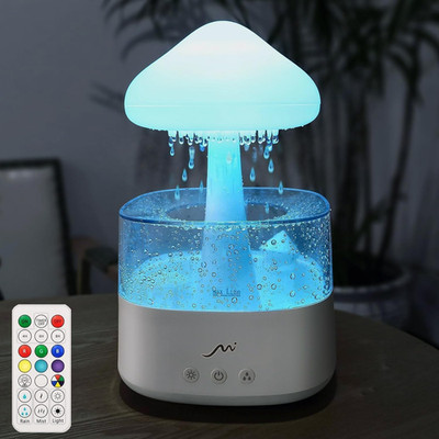 Rain Cloud Humidifier for Bedroom with Remote Control, Built-In Sound Speaker, A