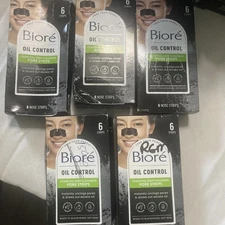 5 X Pack Biore Charcoal Deep Cleansing Pore Nose Strips - 6ct (30 Total)