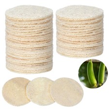 110 Pcs Natural Loofah Exfoliating Face Pads 2.36 Inch Round Face Body Sc...