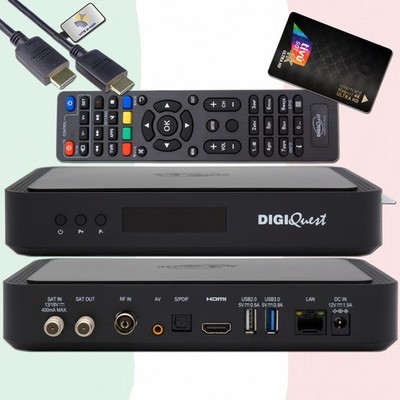   Schwarze TiVuSat Smartcard + DIGIQuest Q99 4K UHD H.265 S2+T2 Combo Receiver