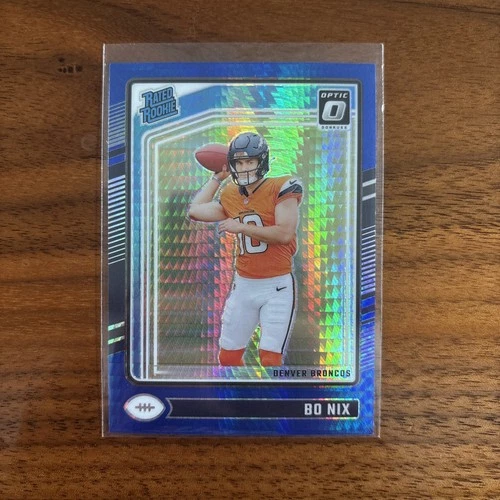 2024 Panini Donruss Optic - Rated Rookie Bo Nix #209 Blue Hyper Prizm (RC)