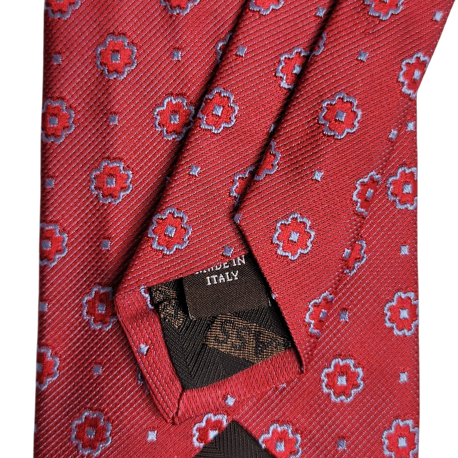 Robert Talbott BoC Red with Blue/Silver Geometric… - image 6